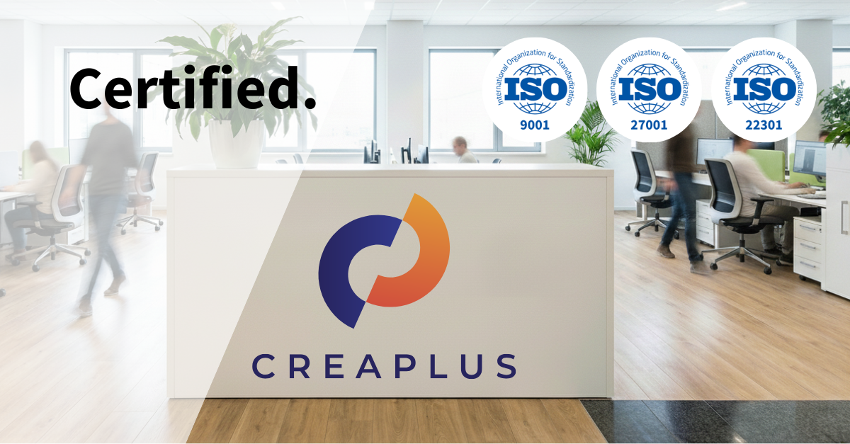 CREAPLUS uvedla neprekinjeno poslovanje po standardu ISO 22301